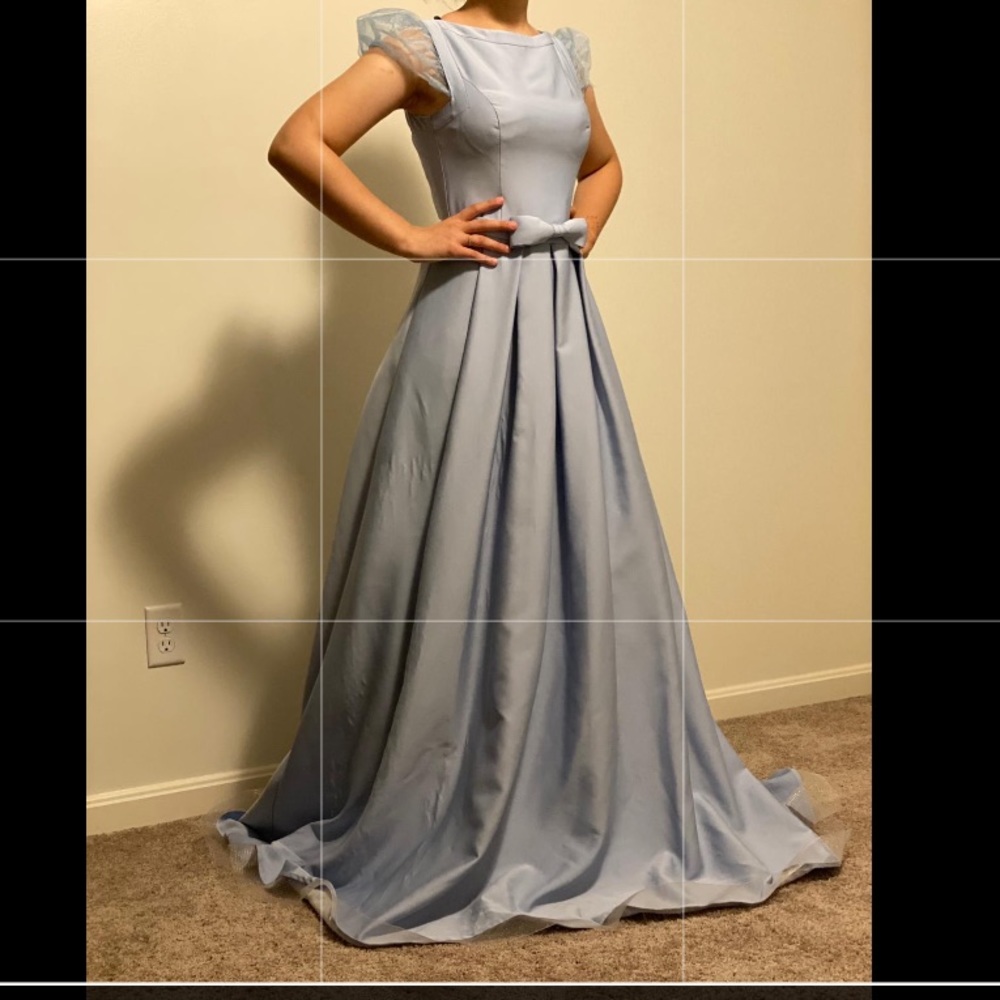 long baby blue prom dress